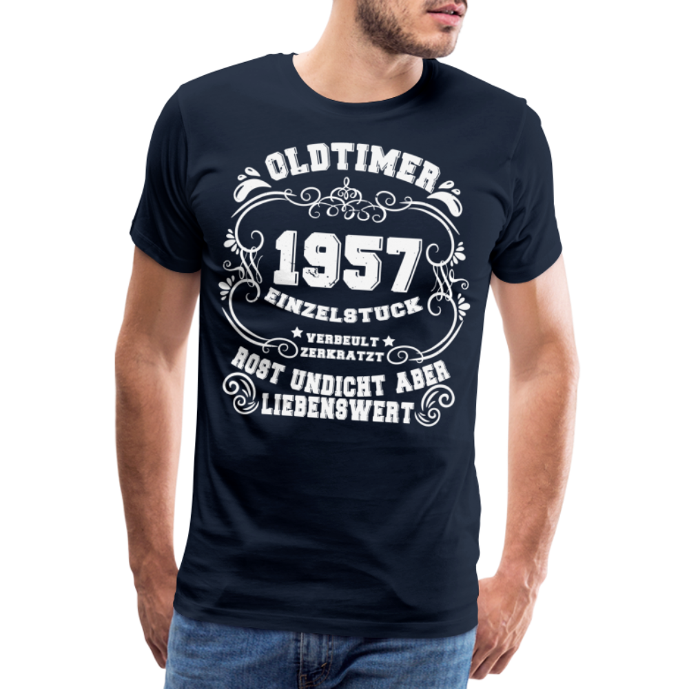 Oldtimer 1957 lustiges Premium T-Shirt Herren - Navy
