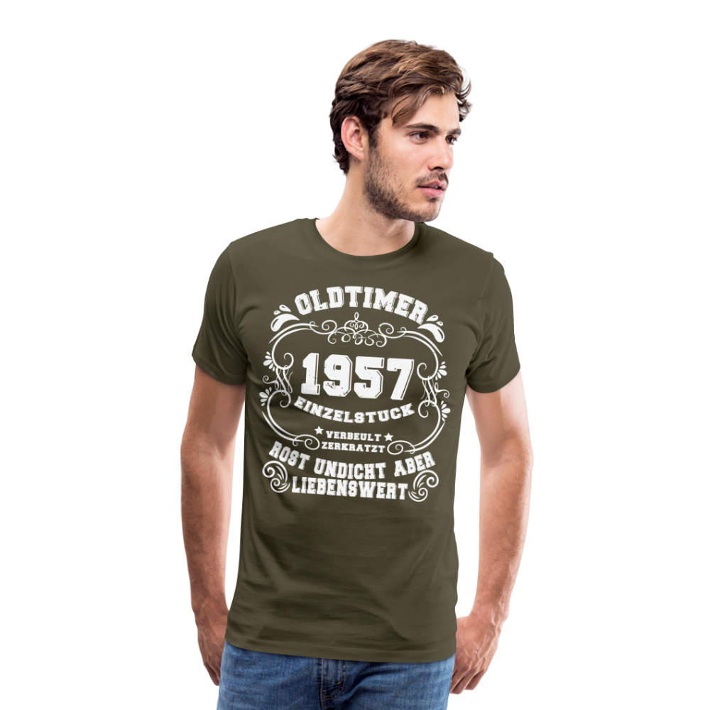 Oldtimer 1957 lustiges Premium T-Shirt Herren - Khaki