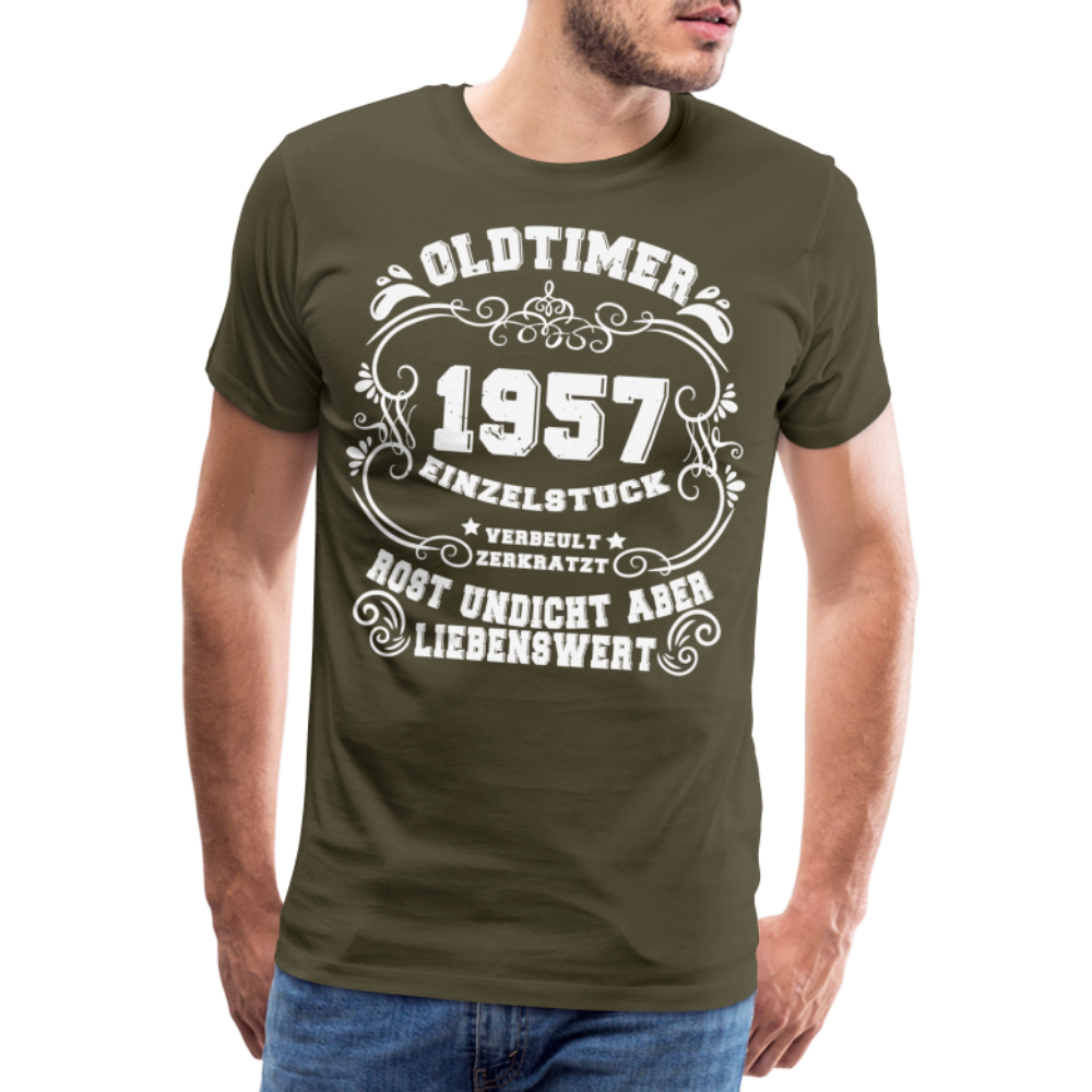 Oldtimer 1957 lustiges Premium T-Shirt Herren - Khaki