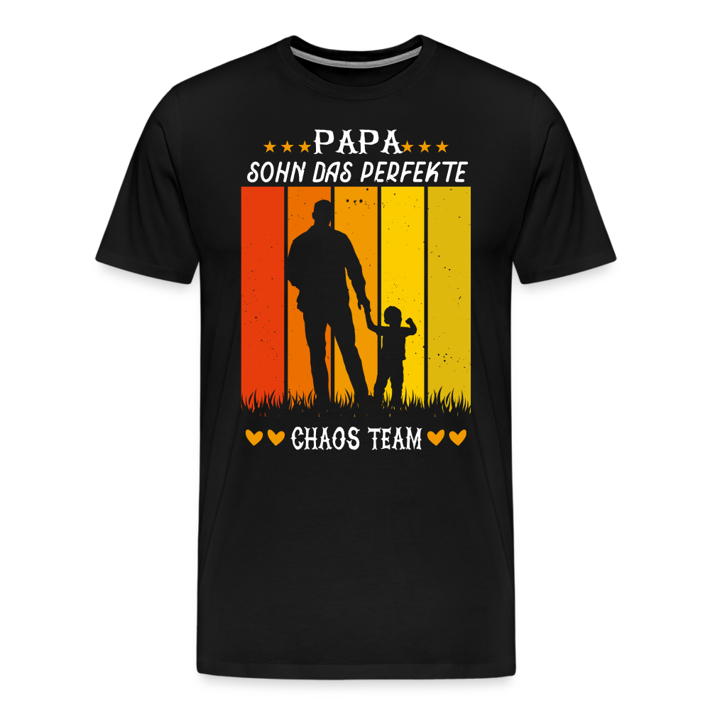 Papa Sohn Chaos Team lustiges Premium T-Shirt Herren - Schwarz