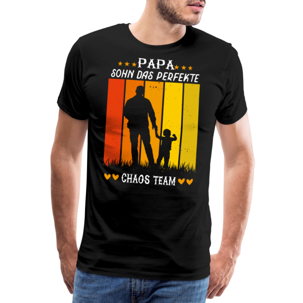 Papa Sohn Chaos Team lustiges Premium T-Shirt Herren - Schwarz