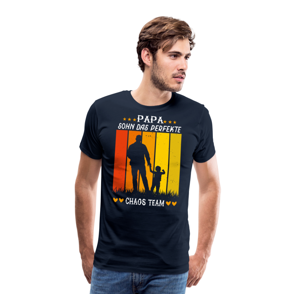 Papa Sohn Chaos Team lustiges Premium T-Shirt Herren - Navy