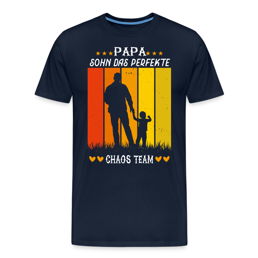 Papa Sohn Chaos Team lustiges Premium T-Shirt Herren - Navy