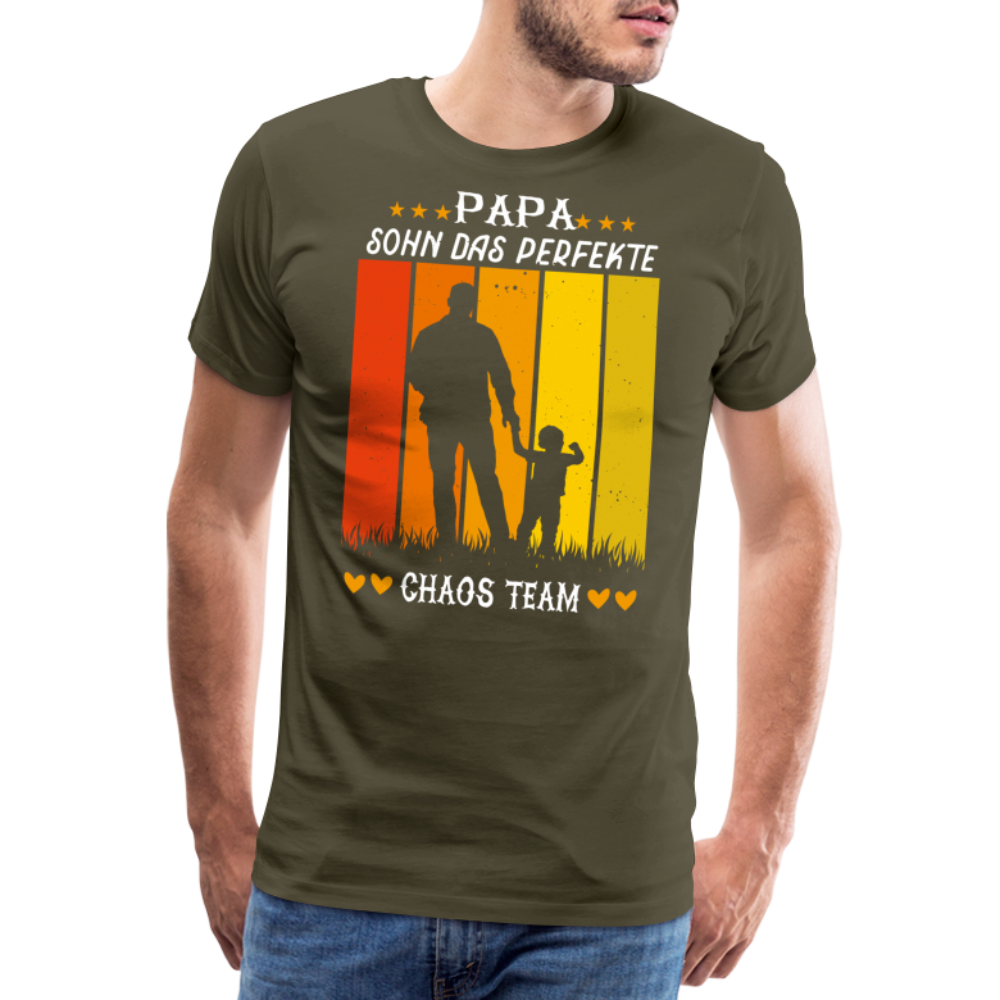 Papa Sohn Chaos Team lustiges Premium T-Shirt Herren - Khaki