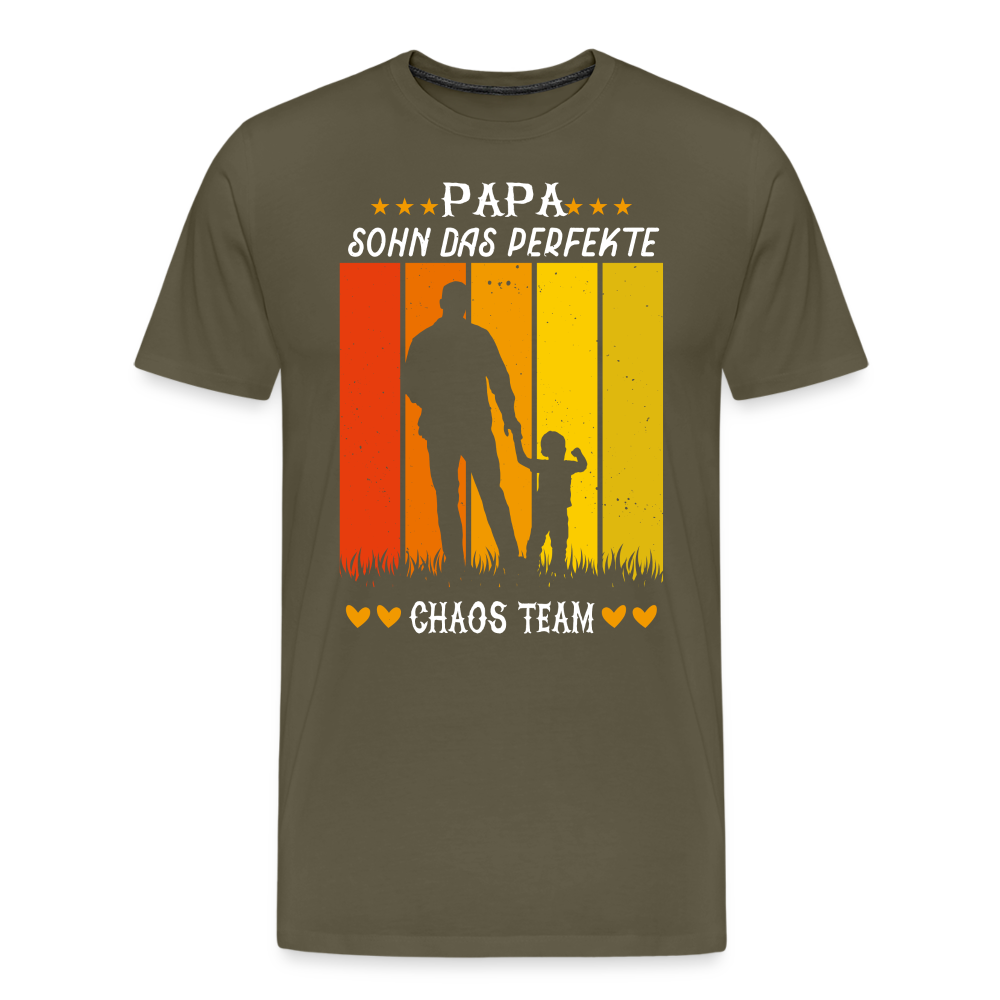 Papa Sohn Chaos Team lustiges Premium T-Shirt Herren - Khaki