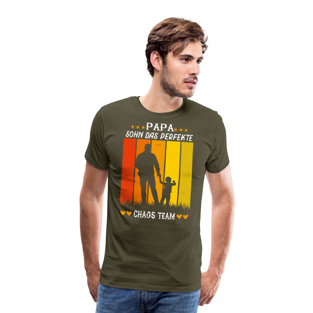 Papa Sohn Chaos Team lustiges Premium T-Shirt Herren - Khaki