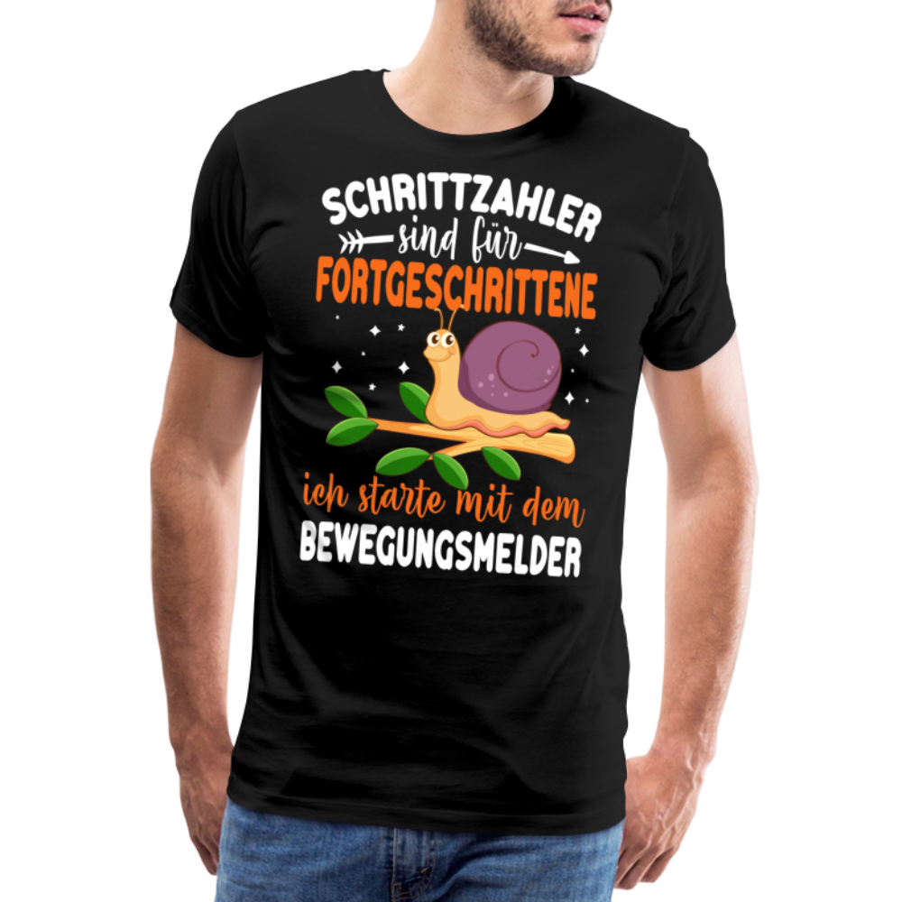 Schrittzähler lustiges Premium T-Shirt Herren - Schwarz