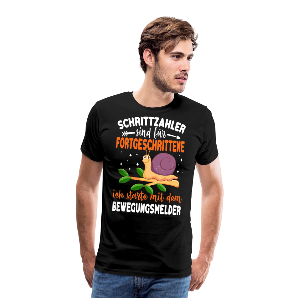 Schrittzähler lustiges Premium T-Shirt Herren - Schwarz