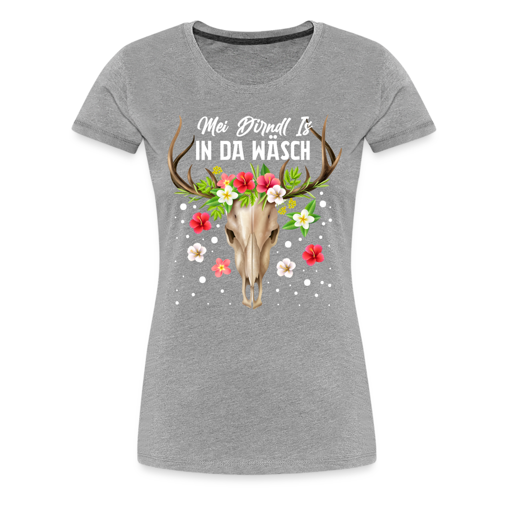 mei Dirndl is in da Wäsch Oktoberfest lustiges Premium T-Shirt Damen - Grau meliert