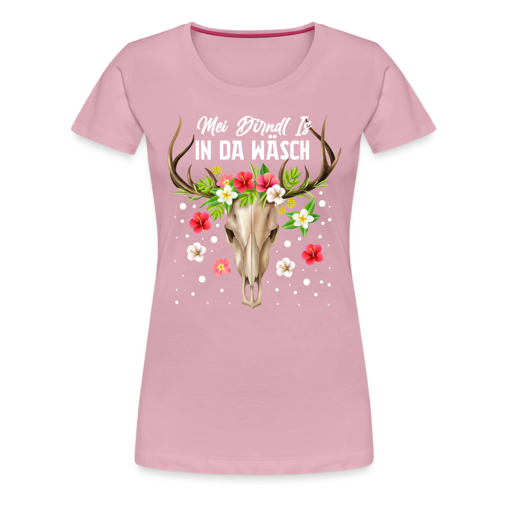 mei Dirndl is in da Wäsch Oktoberfest lustiges Premium T-Shirt Damen - Hellrosa