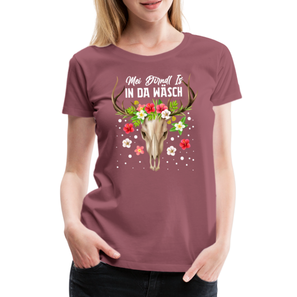 mei Dirndl is in da Wäsch Oktoberfest lustiges Premium T-Shirt Damen - Malve
