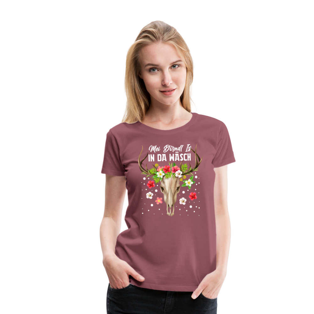 mei Dirndl is in da Wäsch Oktoberfest lustiges Premium T-Shirt Damen - Malve
