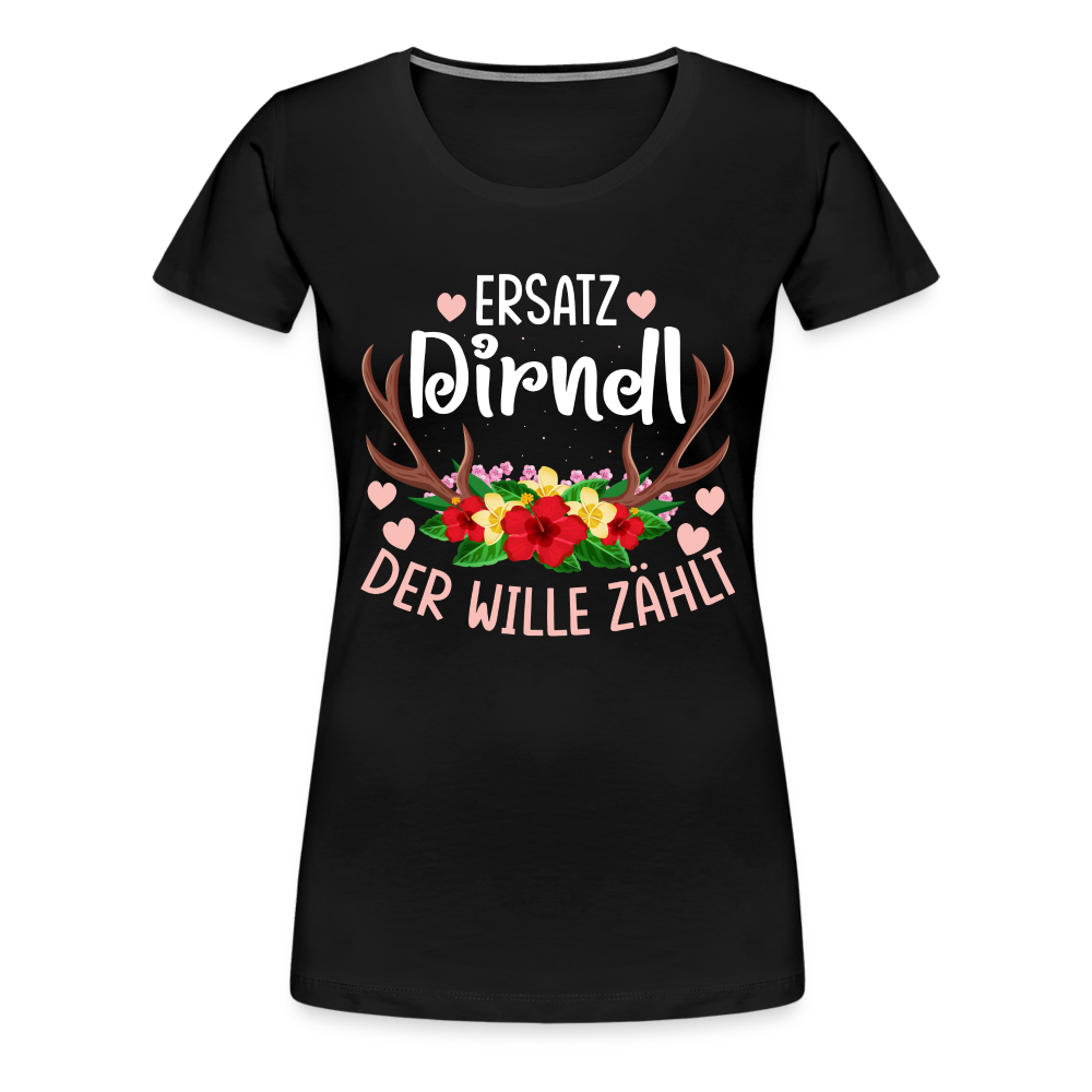 Ersatz Dirndl 2 Oktoberfest lustiges Premium T-Shirt Damen - Schwarz