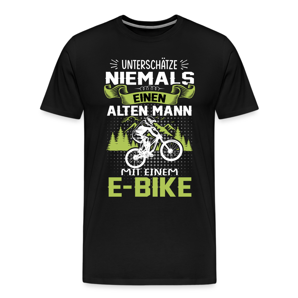 E-Bike alter Mann lustiges Premium T-Shirt Herren - Schwarz