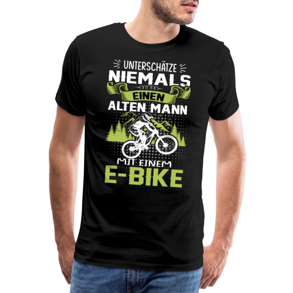 E-Bike alter Mann lustiges Premium T-Shirt Herren - Schwarz