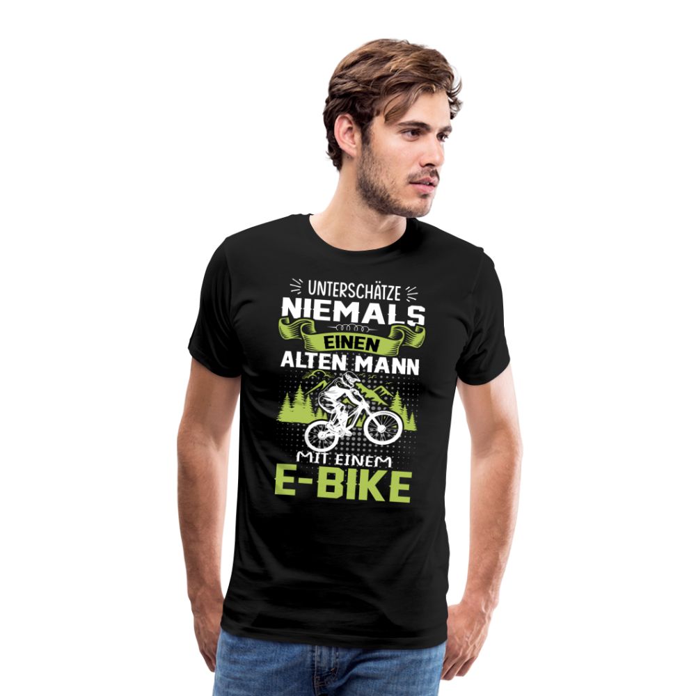 E-Bike alter Mann lustiges Premium T-Shirt Herren - Schwarz