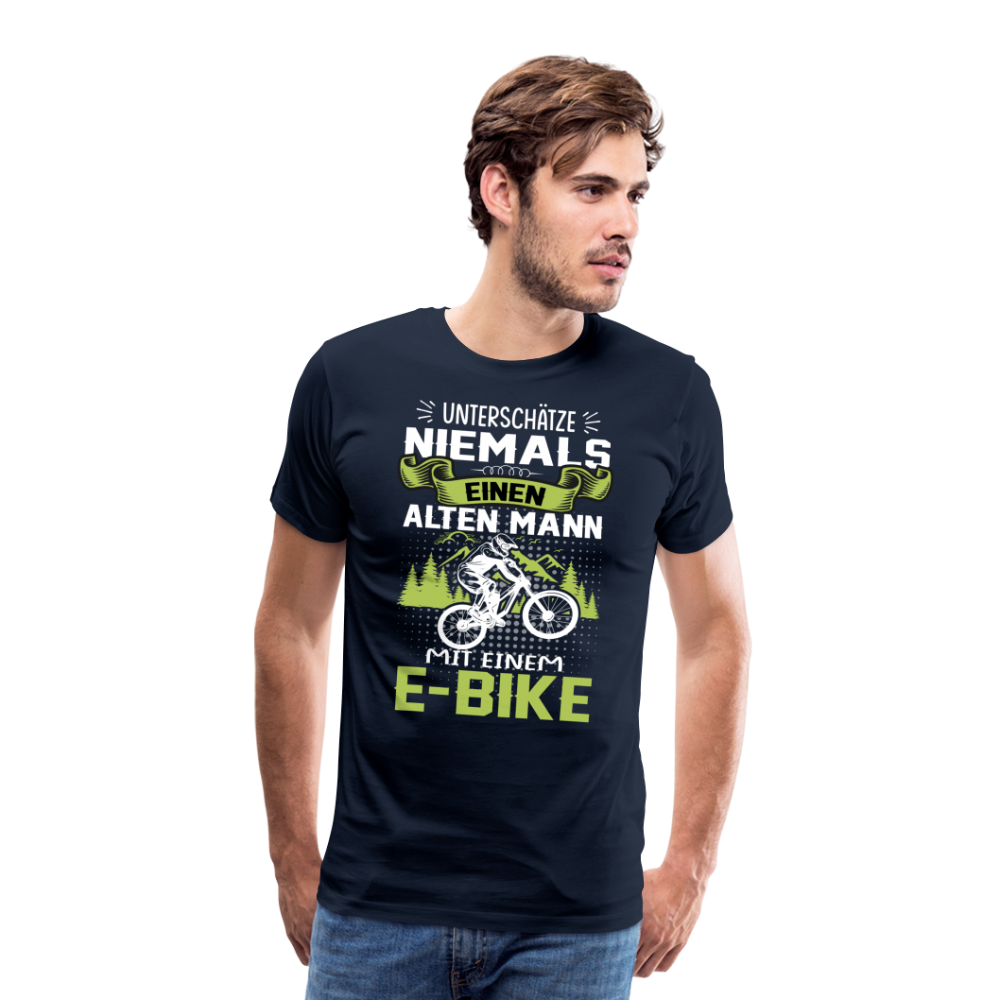 E-Bike alter Mann lustiges Premium T-Shirt Herren - Navy