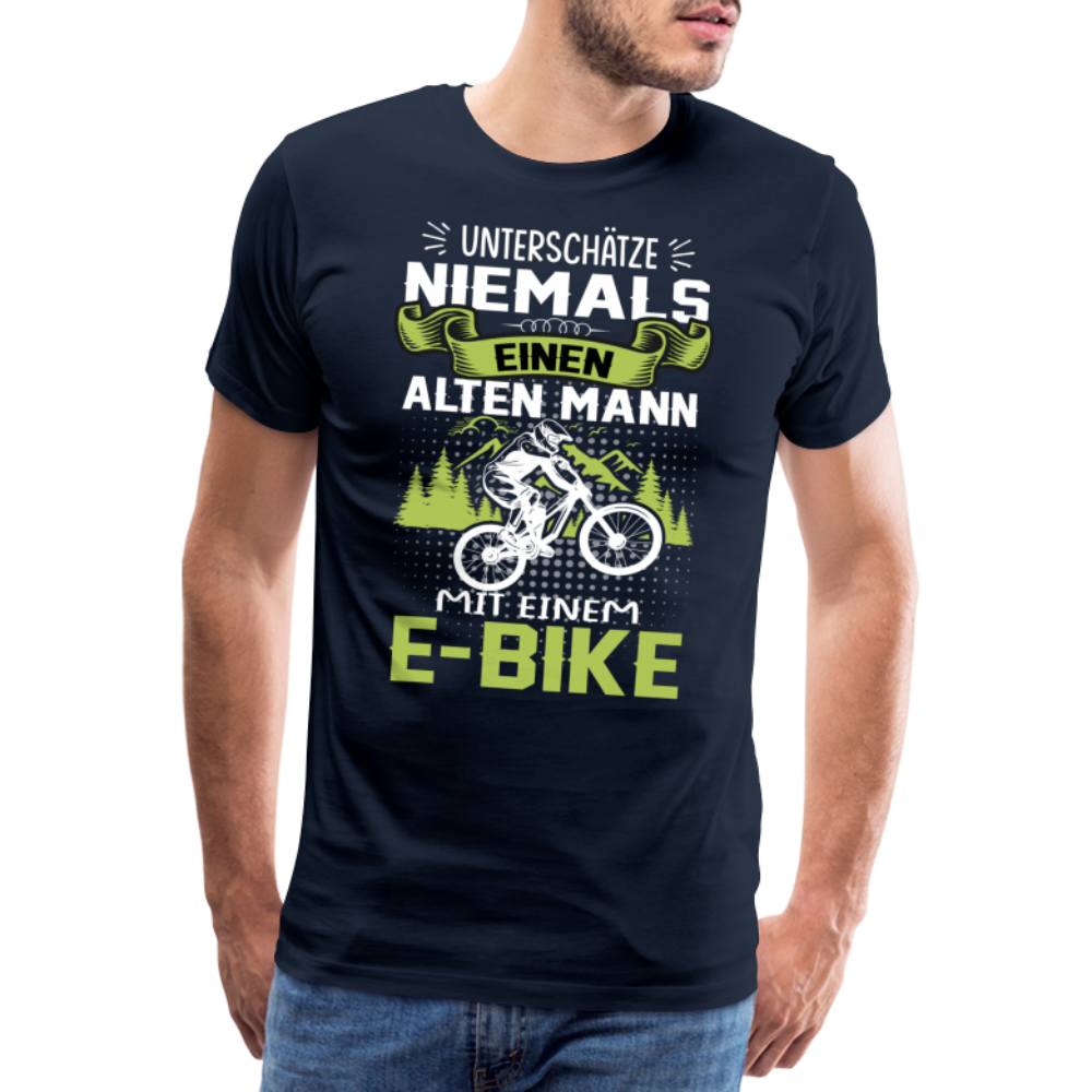 E-Bike alter Mann lustiges Premium T-Shirt Herren - Navy