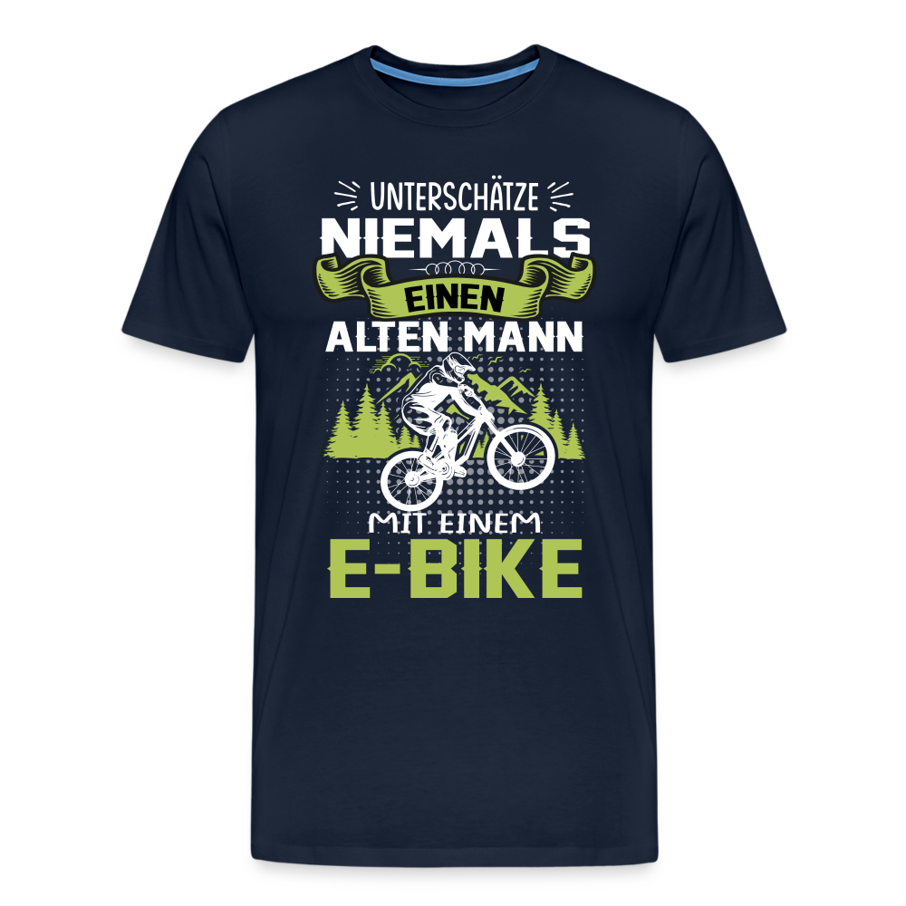 E-Bike alter Mann lustiges Premium T-Shirt Herren - Navy