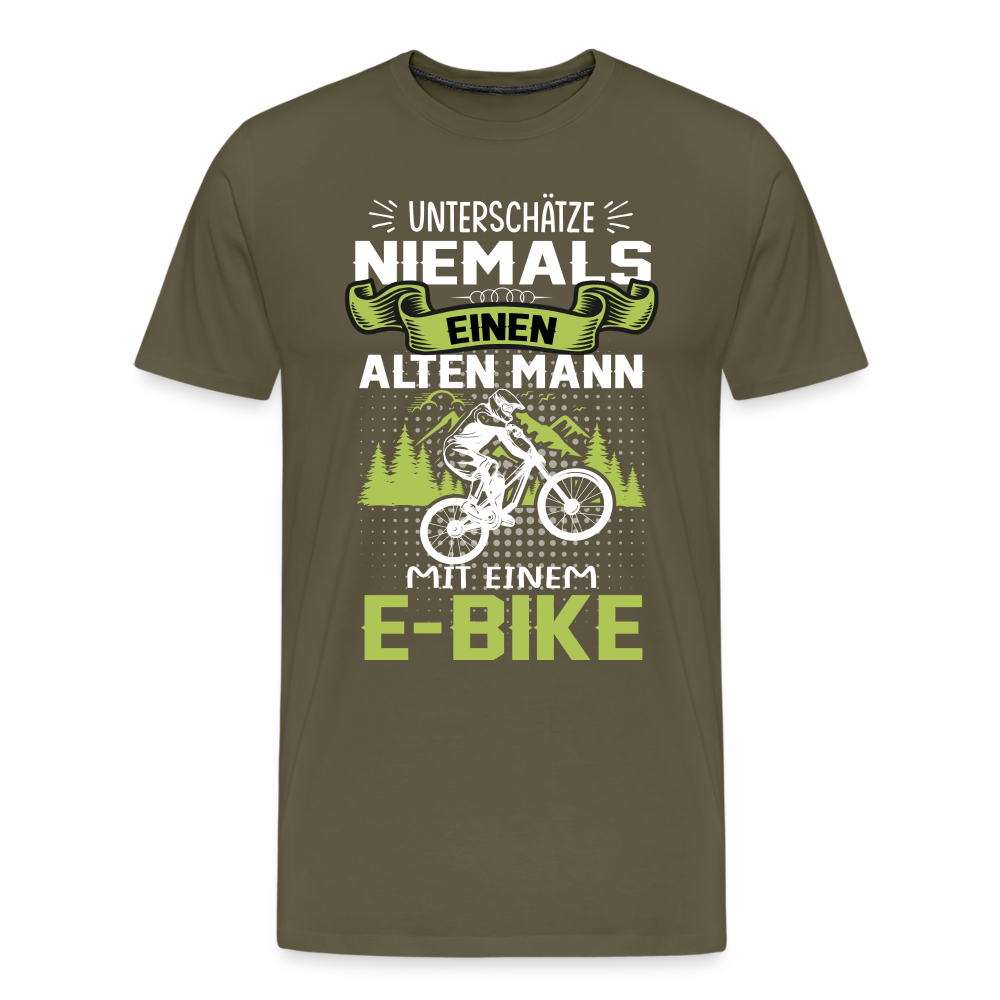 E-Bike alter Mann lustiges Premium T-Shirt Herren - Khaki