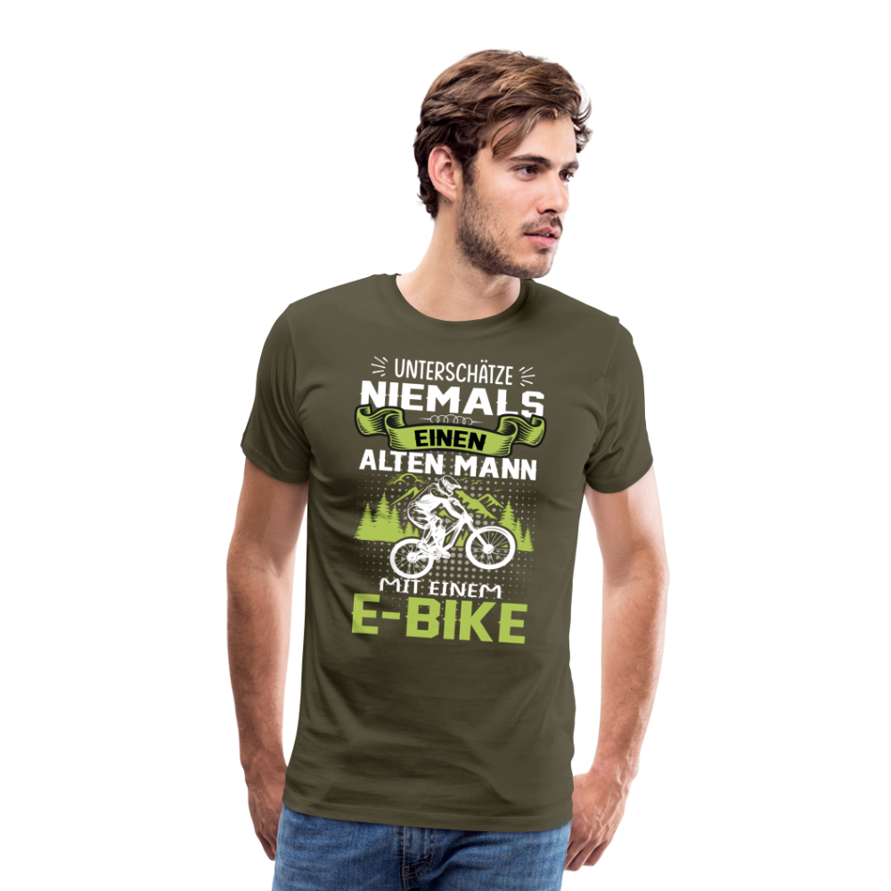 E-Bike alter Mann lustiges Premium T-Shirt Herren - Khaki