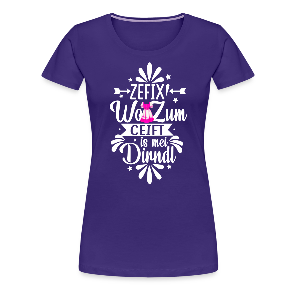 zefix wo zum ceift is mei dirndl Oktoberfest lustiges Premium T-Shirt Damen - Lila