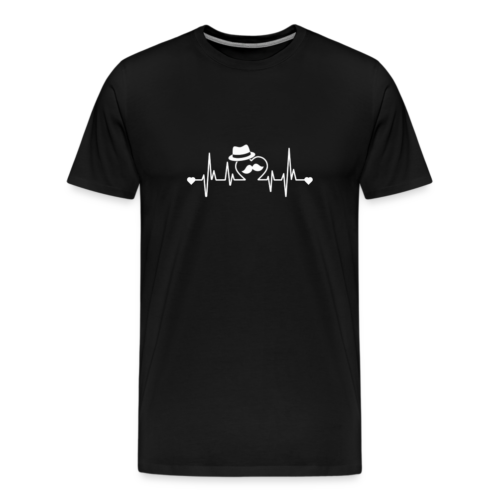 Papa heartbeat lustiges Premium T-Shirt Herren - Schwarz