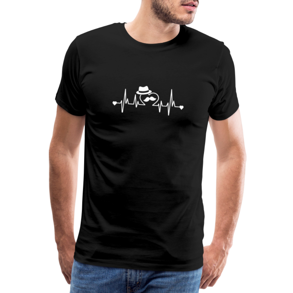 Papa heartbeat lustiges Premium T-Shirt Herren - Schwarz
