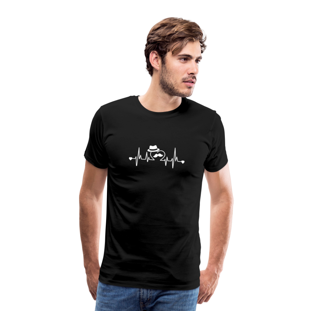 Papa heartbeat lustiges Premium T-Shirt Herren - Schwarz