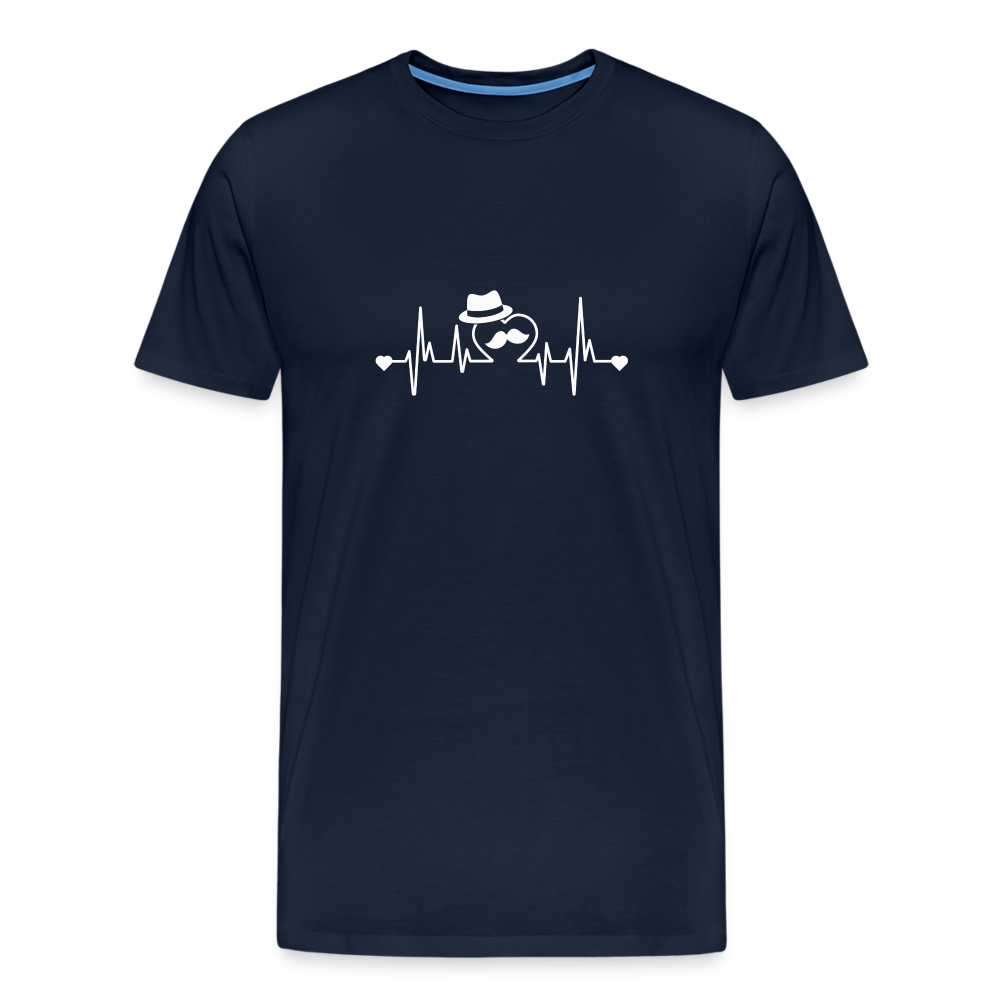 Papa heartbeat lustiges Premium T-Shirt Herren - Navy