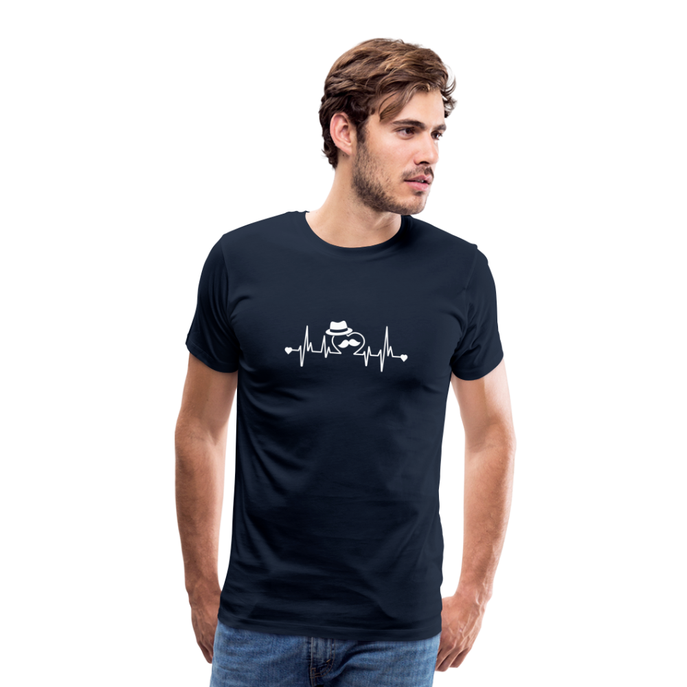 Papa heartbeat lustiges Premium T-Shirt Herren - Navy