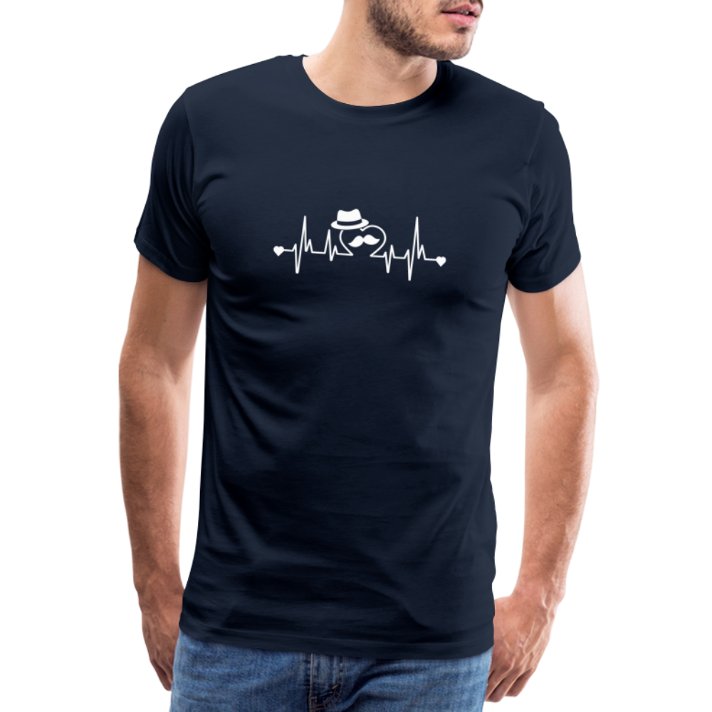 Papa heartbeat lustiges Premium T-Shirt Herren - Navy