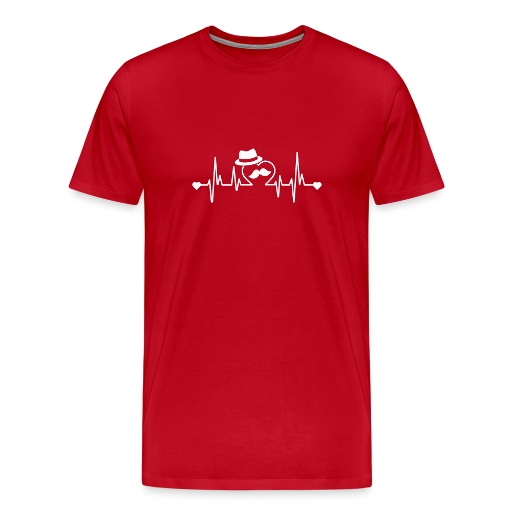 Papa heartbeat lustiges Premium T-Shirt Herren - Rot