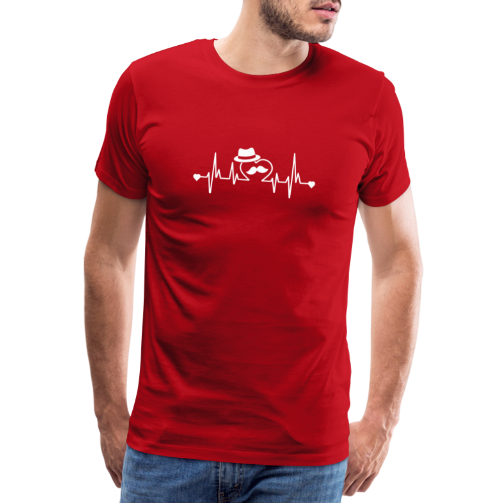 Papa heartbeat lustiges Premium T-Shirt Herren - Rot