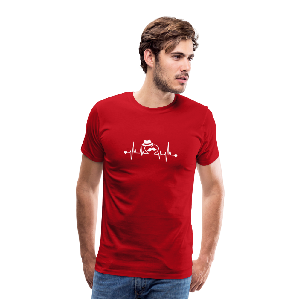 Papa heartbeat lustiges Premium T-Shirt Herren - Rot