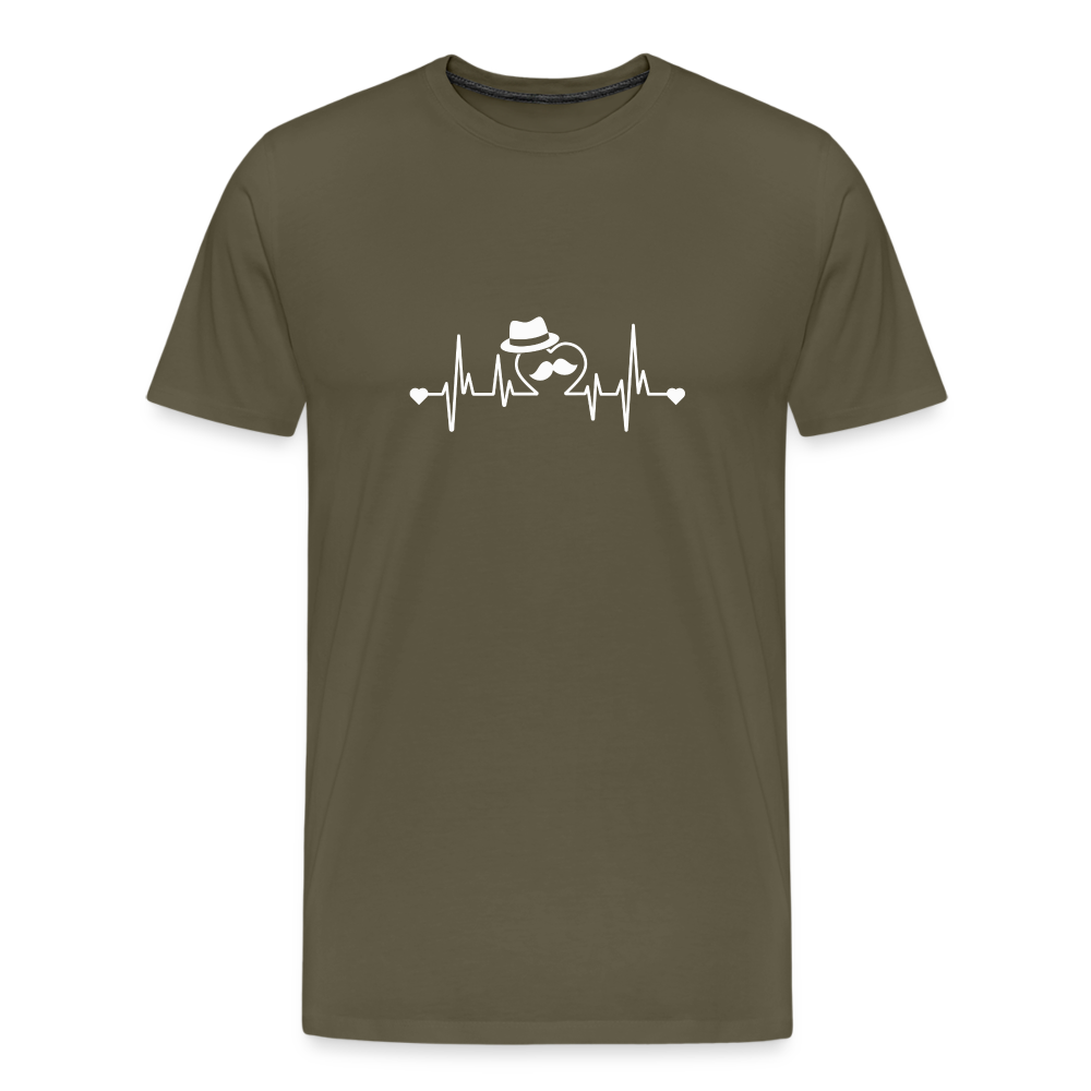 Papa heartbeat lustiges Premium T-Shirt Herren - Khaki