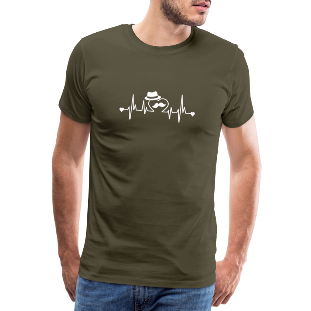 Papa heartbeat lustiges Premium T-Shirt Herren - Khaki