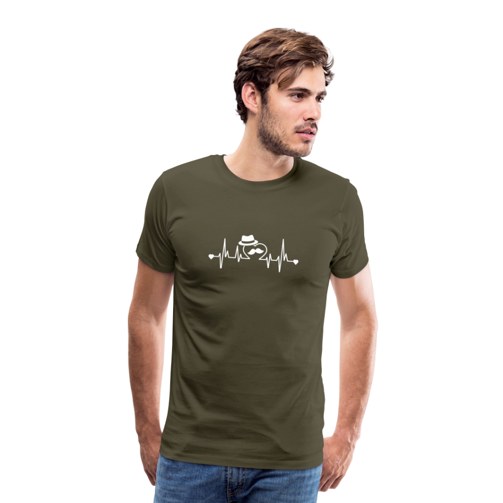 Papa heartbeat lustiges Premium T-Shirt Herren - Khaki
