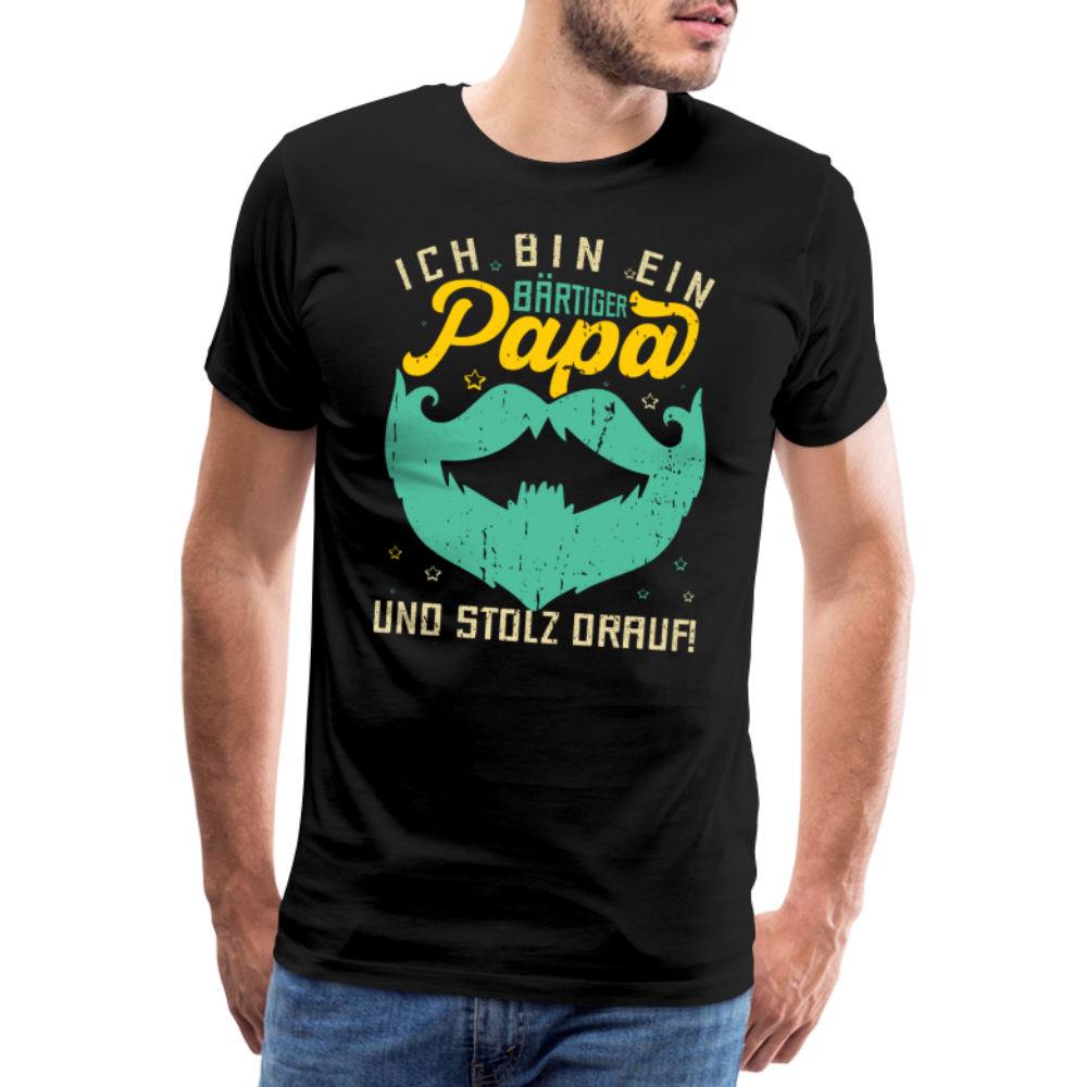 bärtiger Papa lustiges Premium T-Shirt Herren - Schwarz