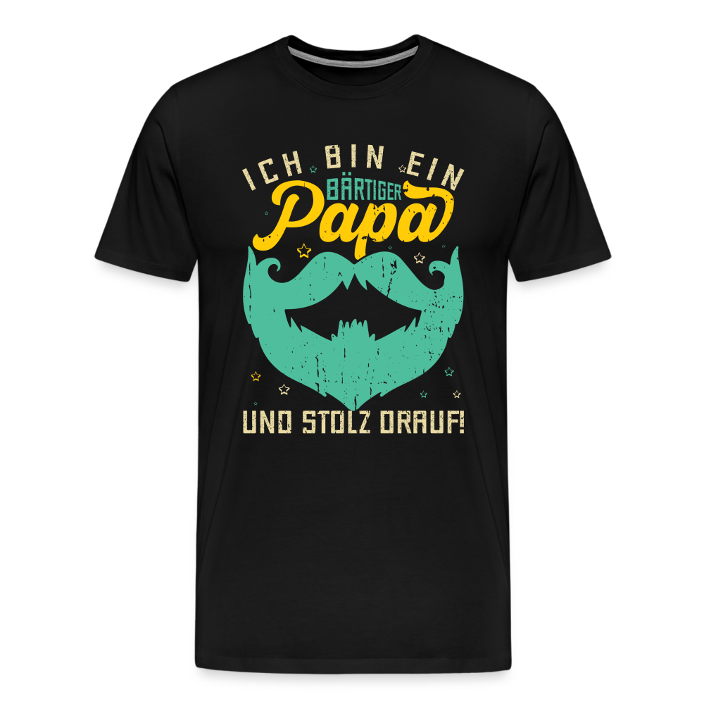 bärtiger Papa lustiges Premium T-Shirt Herren - Schwarz