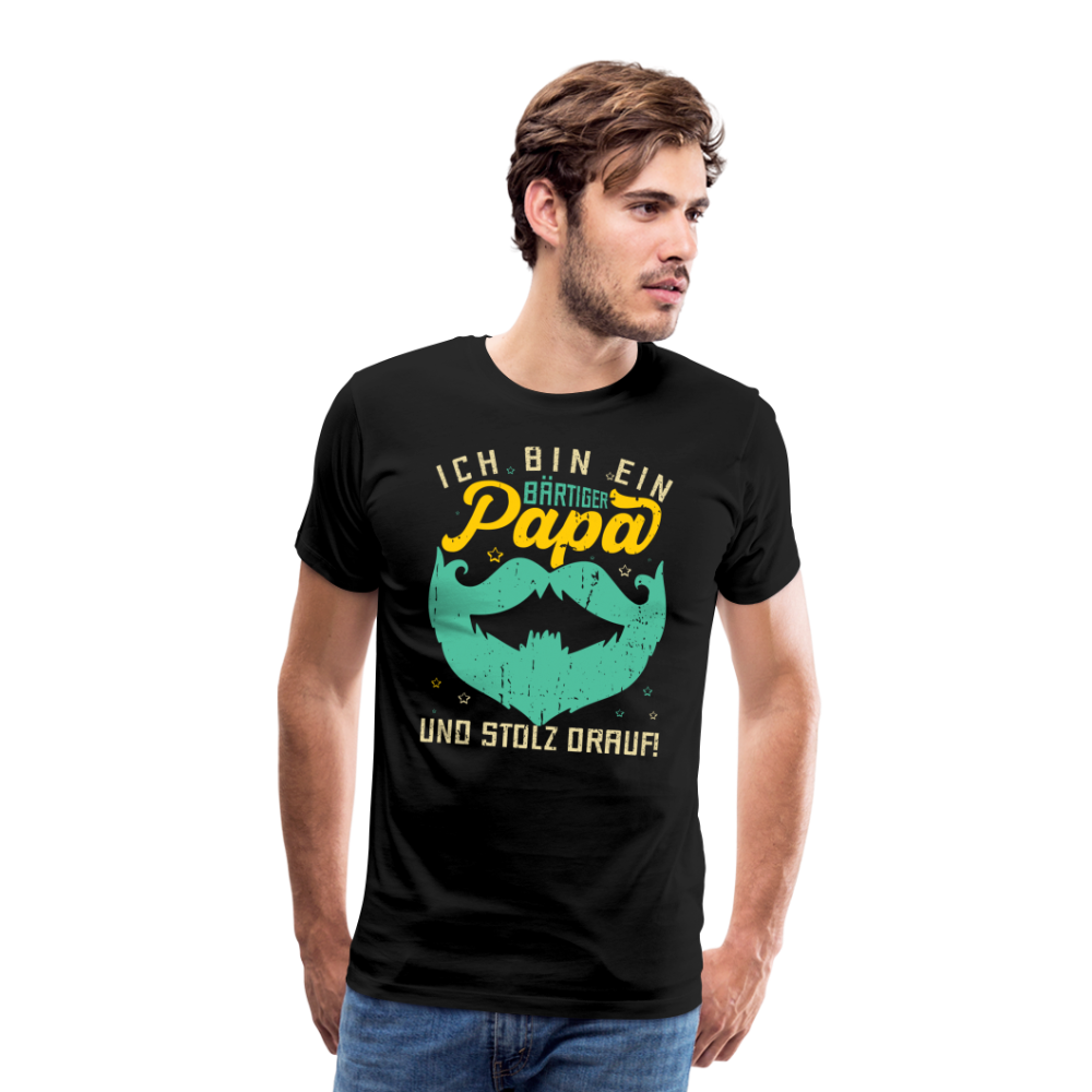 bärtiger Papa lustiges Premium T-Shirt Herren - Schwarz