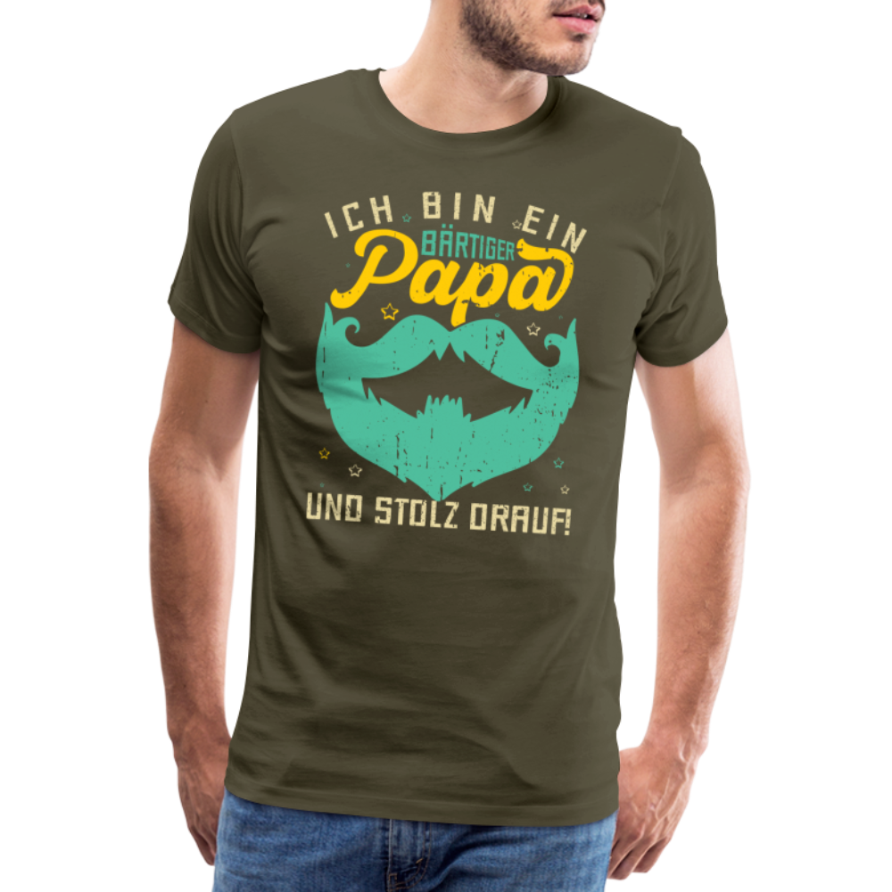 bärtiger Papa lustiges Premium T-Shirt Herren - Khaki