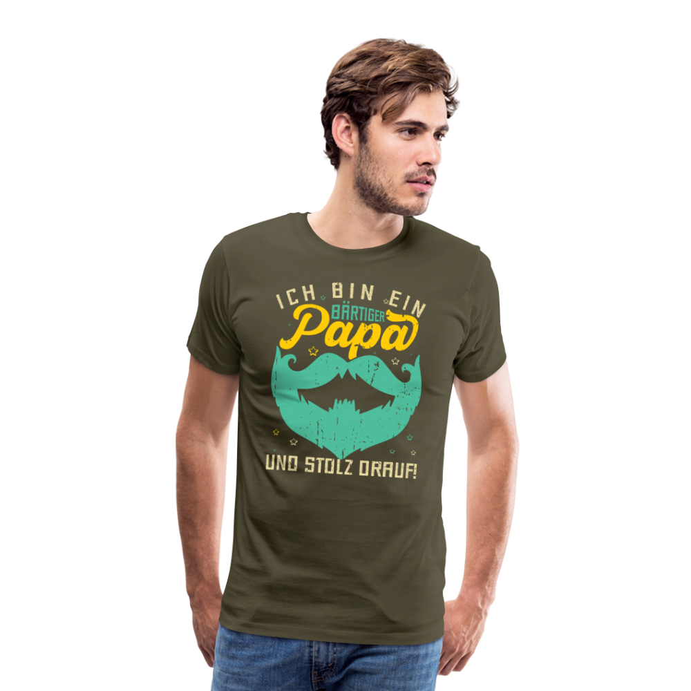 bärtiger Papa lustiges Premium T-Shirt Herren - Khaki