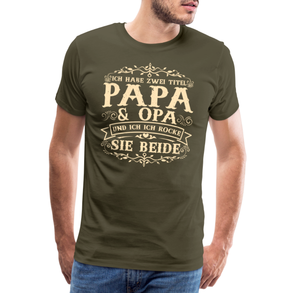 Papa und Opa Titel lustiges Premium T-Shirt Herren - Khaki