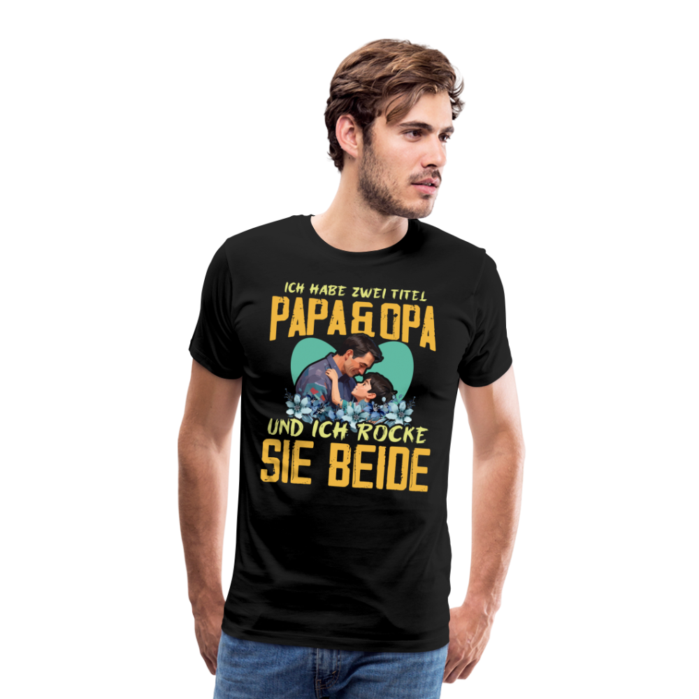 Papa und Opa Titel 2 lustiges Premium T-Shirt Herren - Schwarz