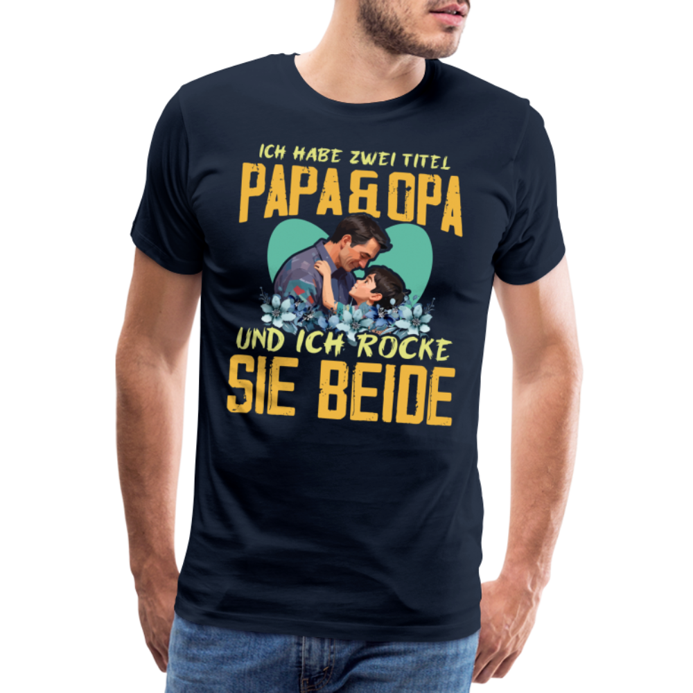 Papa und Opa Titel 2 lustiges Premium T-Shirt Herren - Navy
