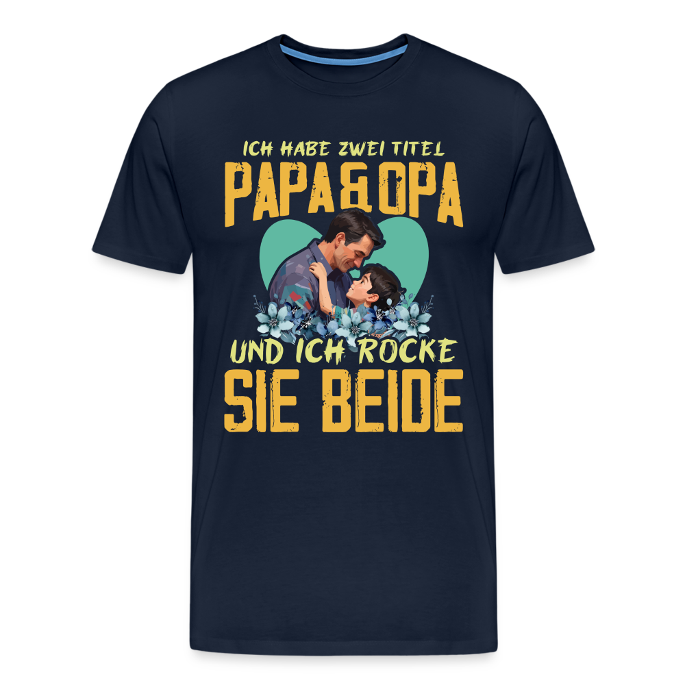 Papa und Opa Titel 2 lustiges Premium T-Shirt Herren - Navy
