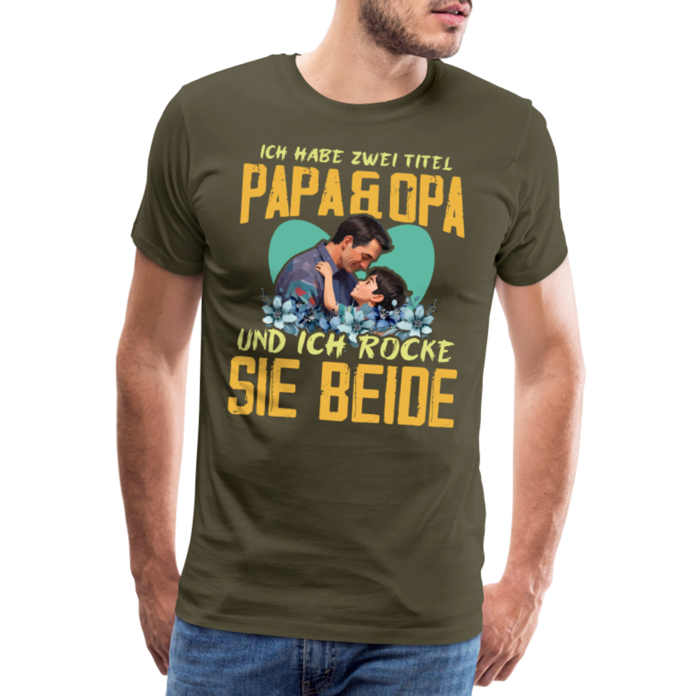 Papa und Opa Titel 2 lustiges Premium T-Shirt Herren - Khaki