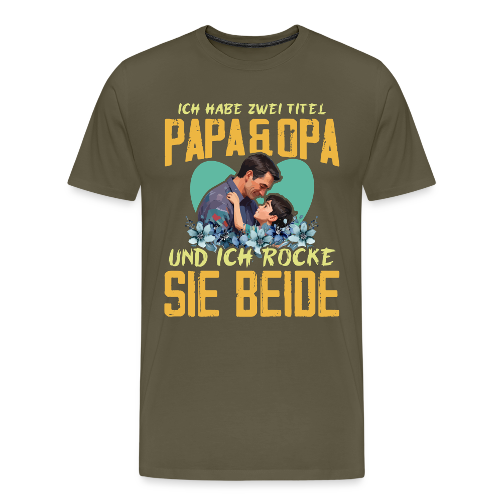 Papa und Opa Titel 2 lustiges Premium T-Shirt Herren - Khaki