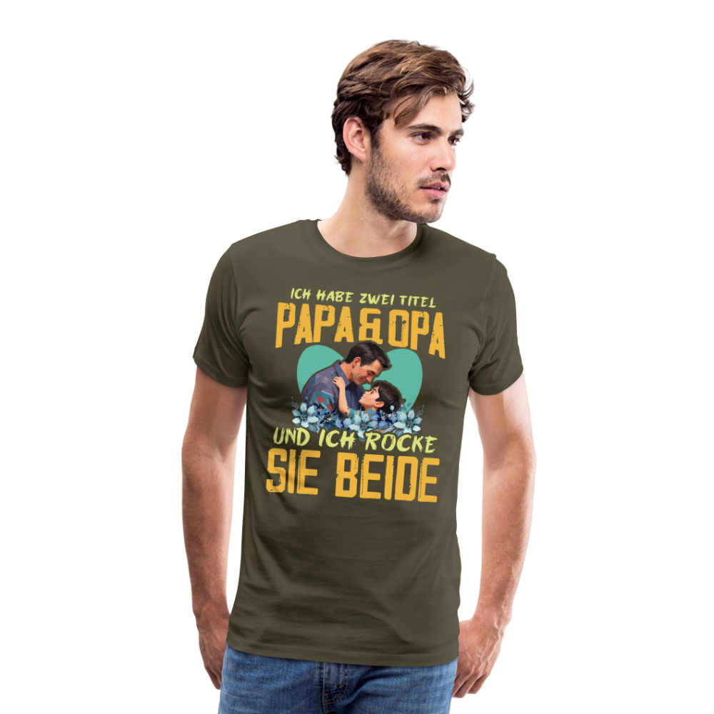 Papa und Opa Titel 2 lustiges Premium T-Shirt Herren - Khaki